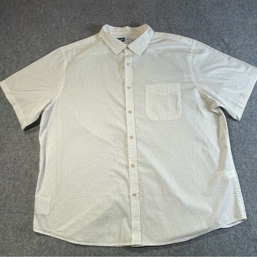 Old Navy Everyday Shirt NWT Short Sleeves Cotton White & Black Dots Men’s XXL